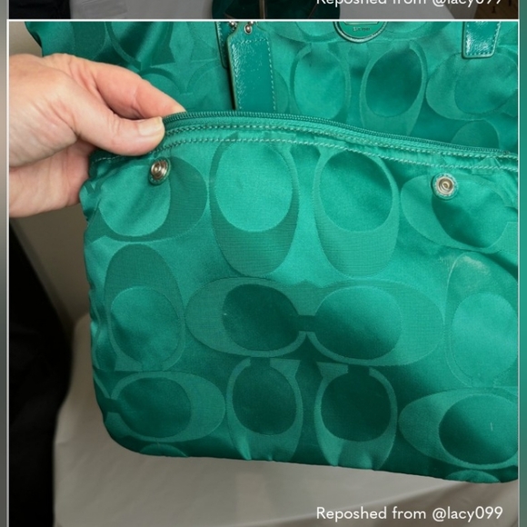 Coach Signature C Large Nylon Tote Bag with Detachable Snap In Pouch - EUC … - Picture 3 of 6